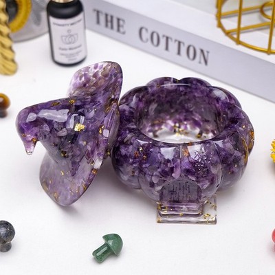 Crystal Crafts Natürliche Kristall Chips Harz Kürbis Hexe Nachtlicht