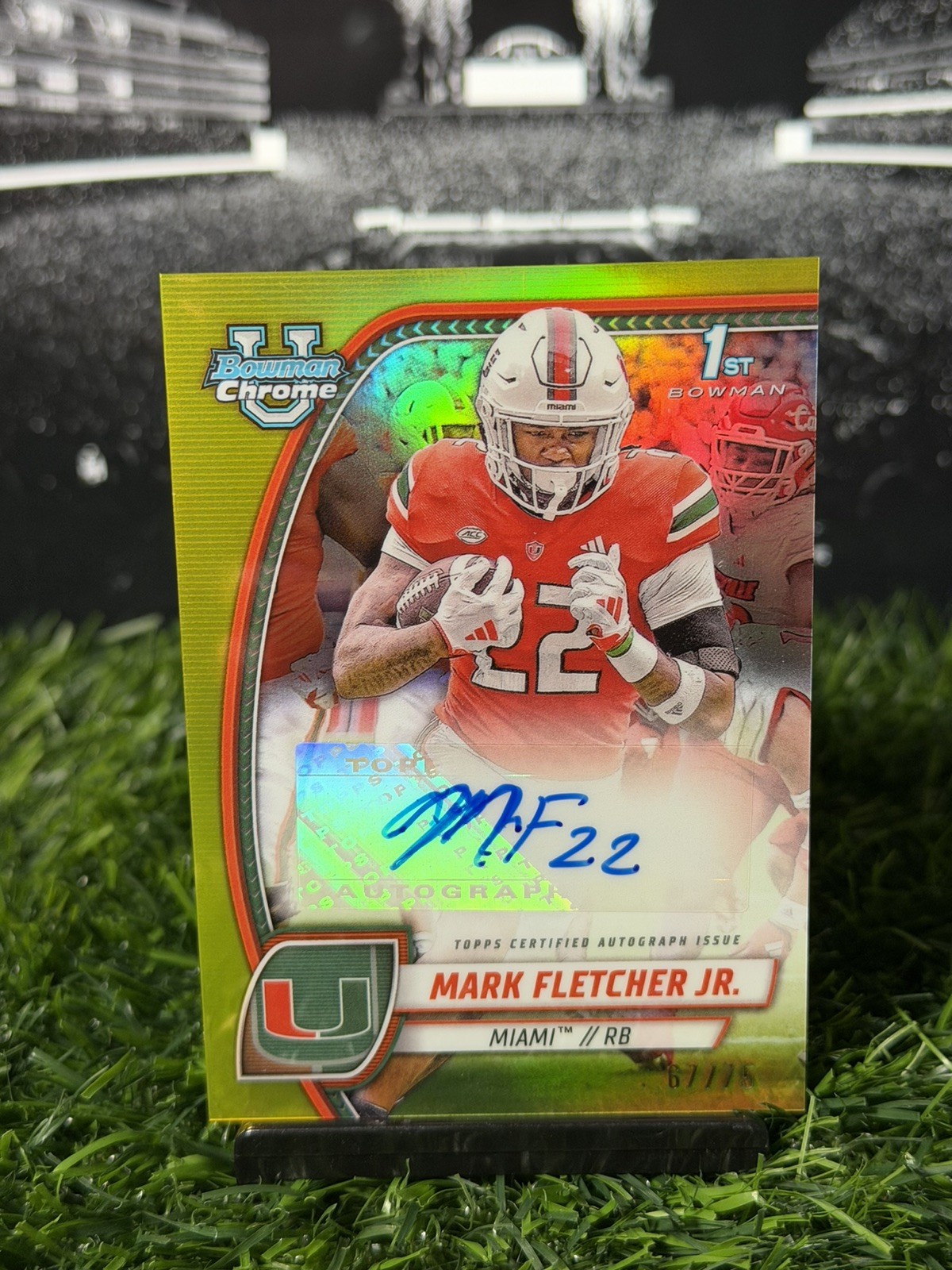 2024 Bowman Chrome U Mark Fletcher Jr. Auto 1st Yellow Refractor /75 Miami