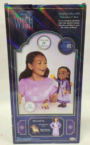 Muñeca grande Wish Singing Asha de 14"" de Disney con Valentino y estrella - Imagen 2 de 2