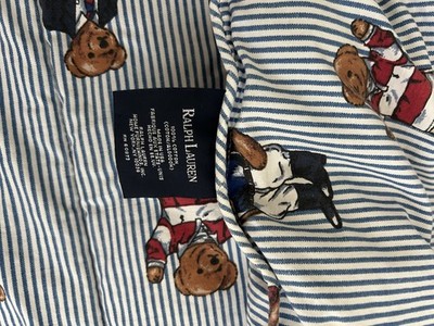 Vintage Ralph Lauren Polo Striped Teddy Bear Comforter & Twin