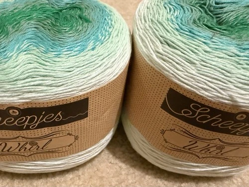 Lot of 2 Scheepjes Whirl Yarn - color 775 - PEPPERMINT PATTY CAKE - same dye lot - product listing photo