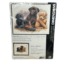 Dimensions Cross Stitch Kit 35188 Chew Toy Labrador Retriever Puppies Sealed