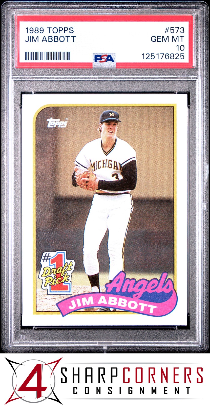 1989 TOPPS #573 JIM ABBOTT RC ANGELS PSA 10