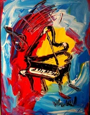 GRAND PIANO  IMPRESSIONIST  ORIGINAL OIL  PAINTING  UFRRT