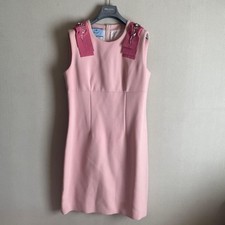 PRADA Pink Sleeveless Dress Bijou Ribbon
