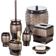 Dublin Brown 7 Piece Matching Bathroom Accessories Set Includes: Bathroom Trash 