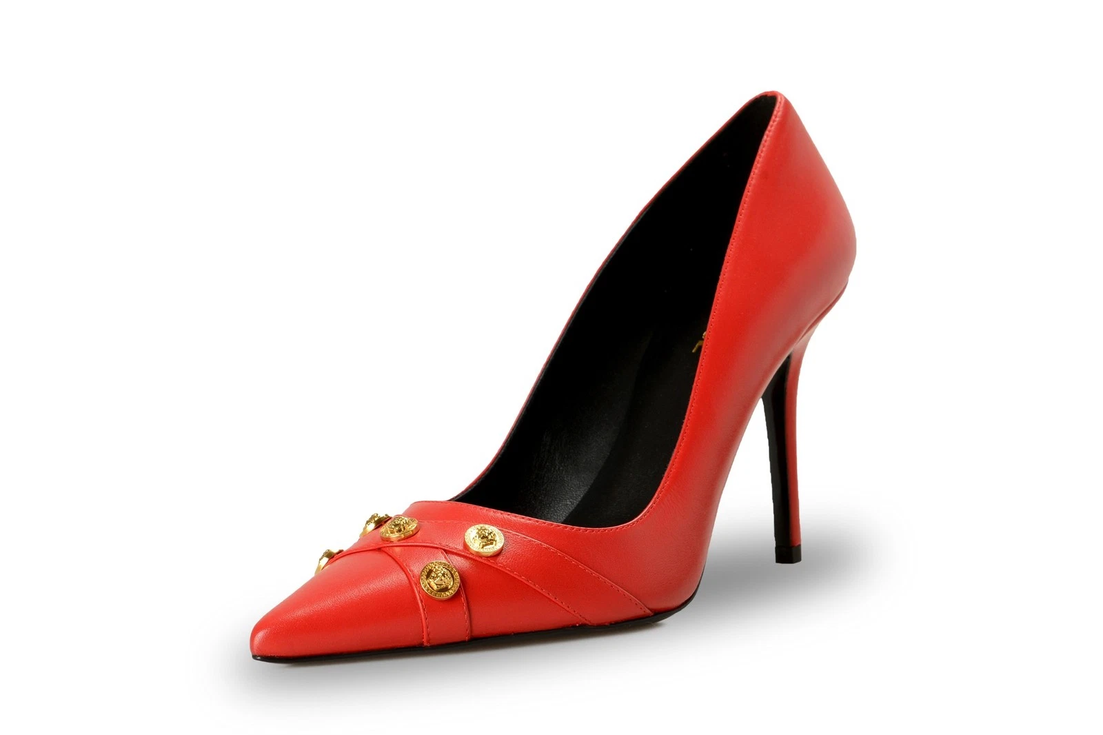 Versace — Versace Women's Gold Medusa True Red Leather Stilettos Pumps Shoes US 9 IT 39