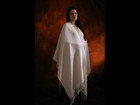 100% Alpaca Ruana (Body Cross-Over). Natural white crafted on wooden loom. — photo 1