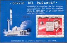 Paraguay Airmail 1966 Kennedy Space 100th Anniversary of 1864-70 War #1001a SS