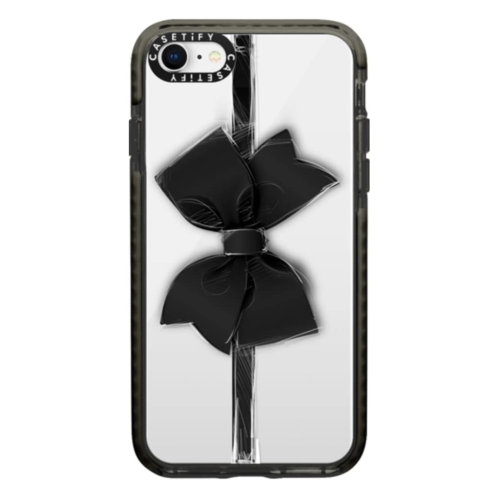 CASETiFY Impact Case for iPhone SE 2020 2022 and iPhone 8 7 Black Bow Clear Protective Cover
