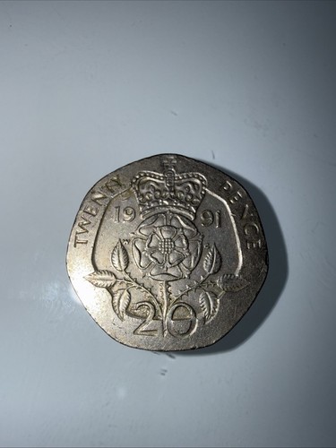 1991 Great Britain 🇬🇧 20 Pence - Tudor Rose - Heptagon Twenty - FREE SHIPPING