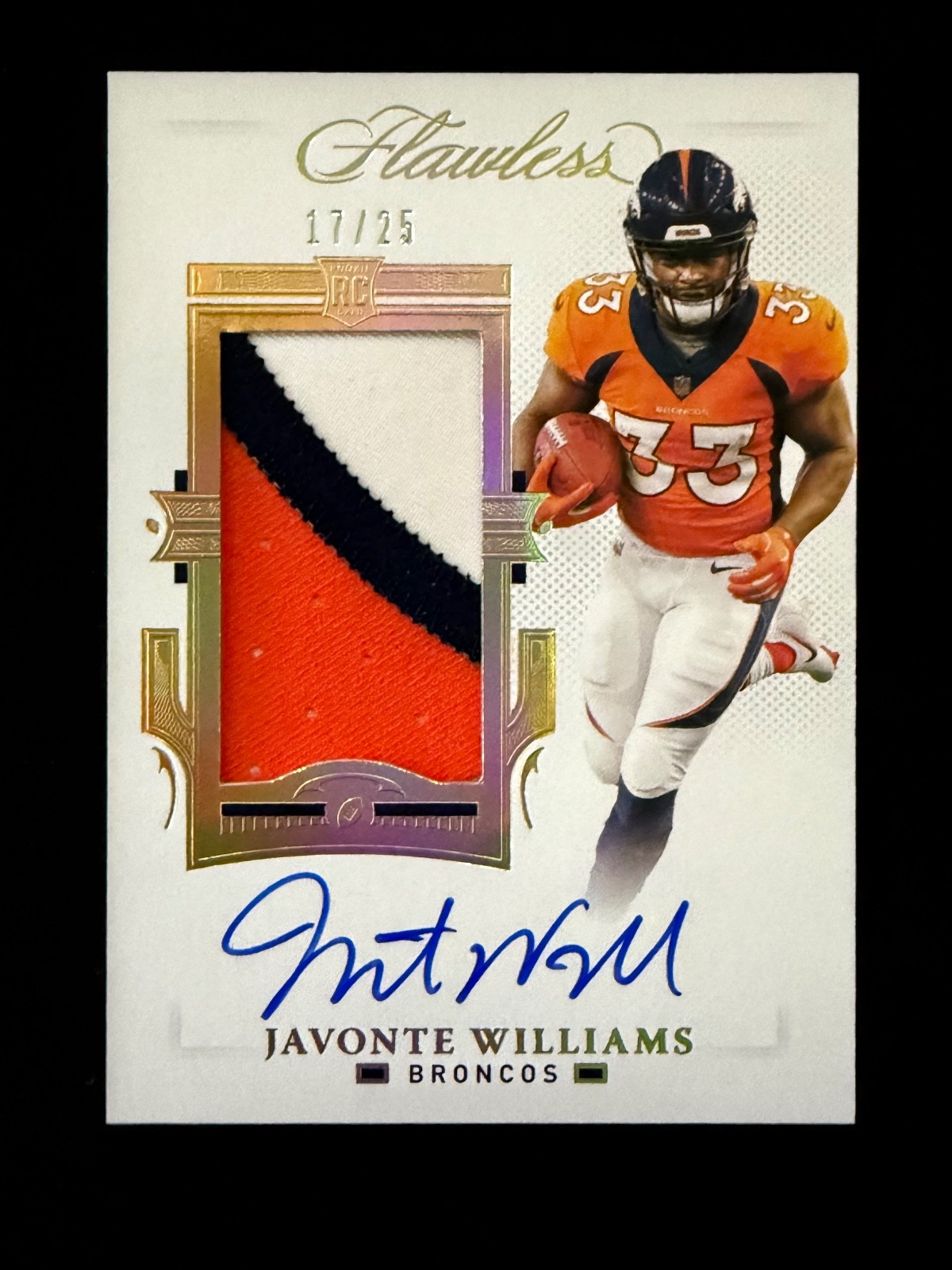 2021 Flawless - Javonte Williams Rookie Patch Auto #RPA-JWI /25