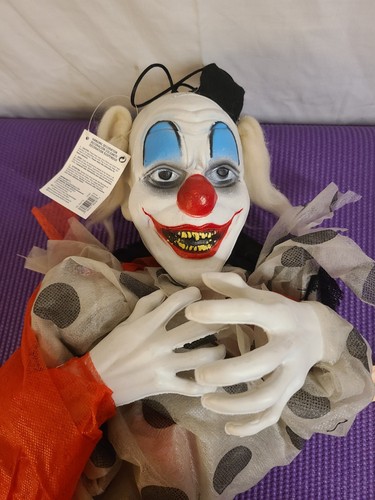 New Scary Red & White Polka Dot Clown Hanging Halloween Decor 48" - Picture 2 of 6