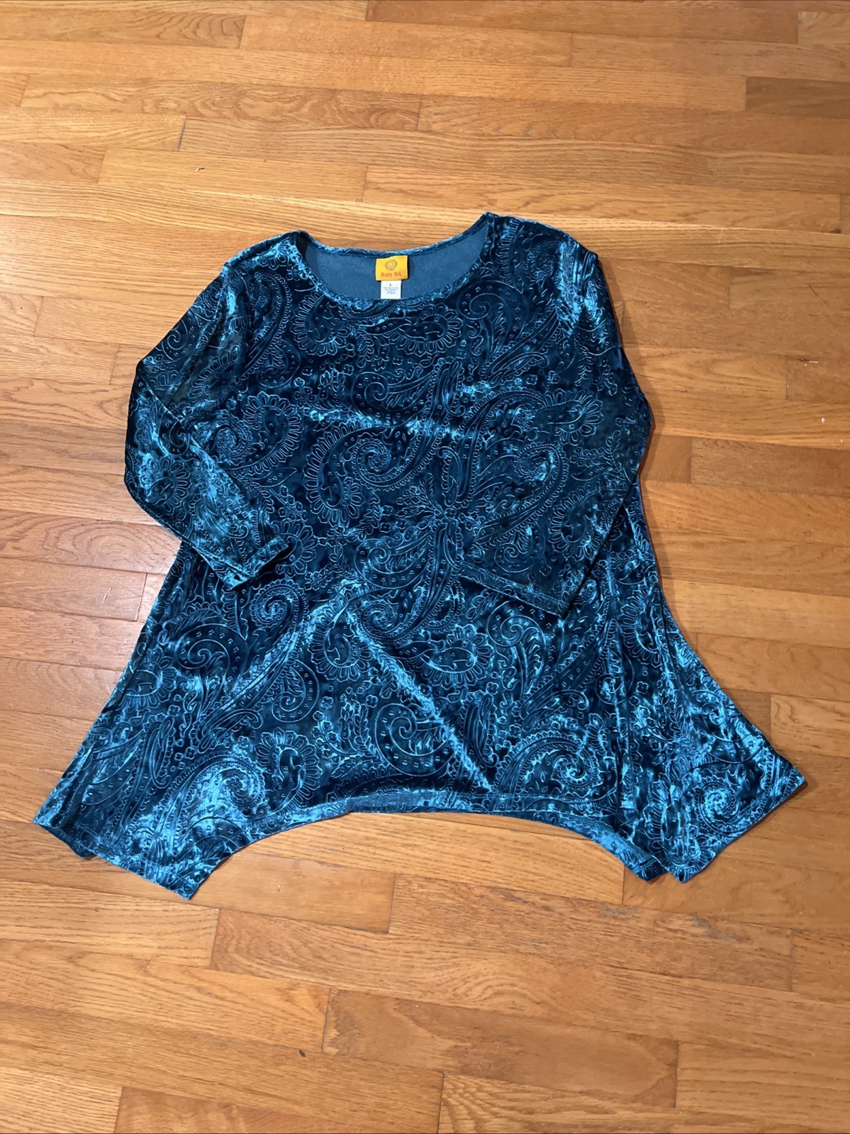 Ruby Rd Jacket Womans Large Turquoise Velvet Velo… - image 7