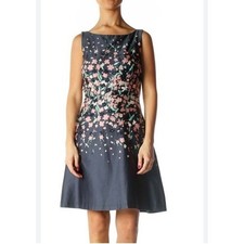 Loft Cotton Floral Bouquet Print Sleeveless Fit n Flare Dress Women's Size 10