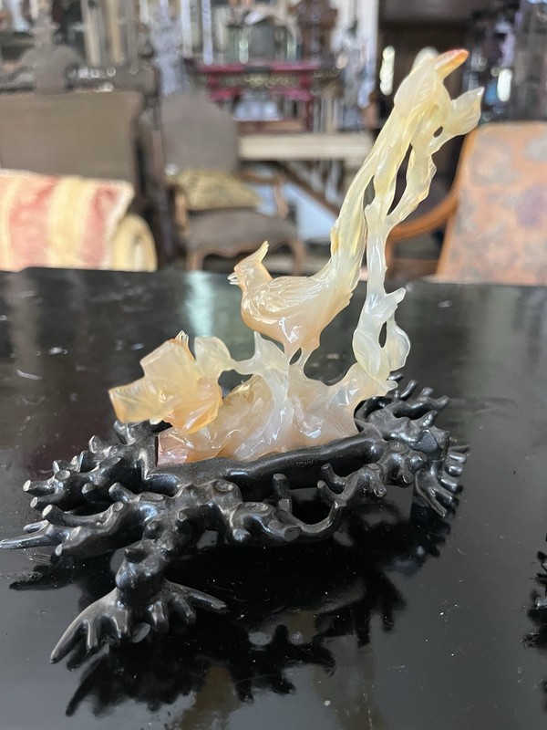 GORGEOUS CHINESE AGATE CARVED BIRDS