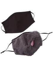 Adrienne Landau 2Pc Face Warmer Cloth Face Mask Set Women's Grey