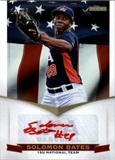 2012 USA Baseball 15U National Team Signatures Red #4 Solomon Bates Auto /25 BB