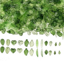 Transparent Leaf Charms Acrylic Leaf Beads Green Jewelry Making Supplies