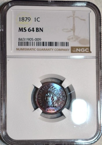 NGC MS-64 BN 1879 Indian Head Cent, Gorgeously Toned & Superbly Struck!