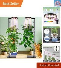 Elegant Indoor Gardening System with Dimmable LED Lights and Trellis Support