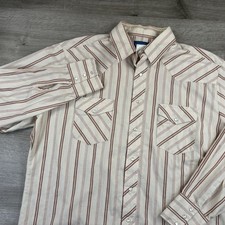 Vintage Wrangler Shirt Mens Size XL Pearl Snaps Long Sleeve Cowboy Western
