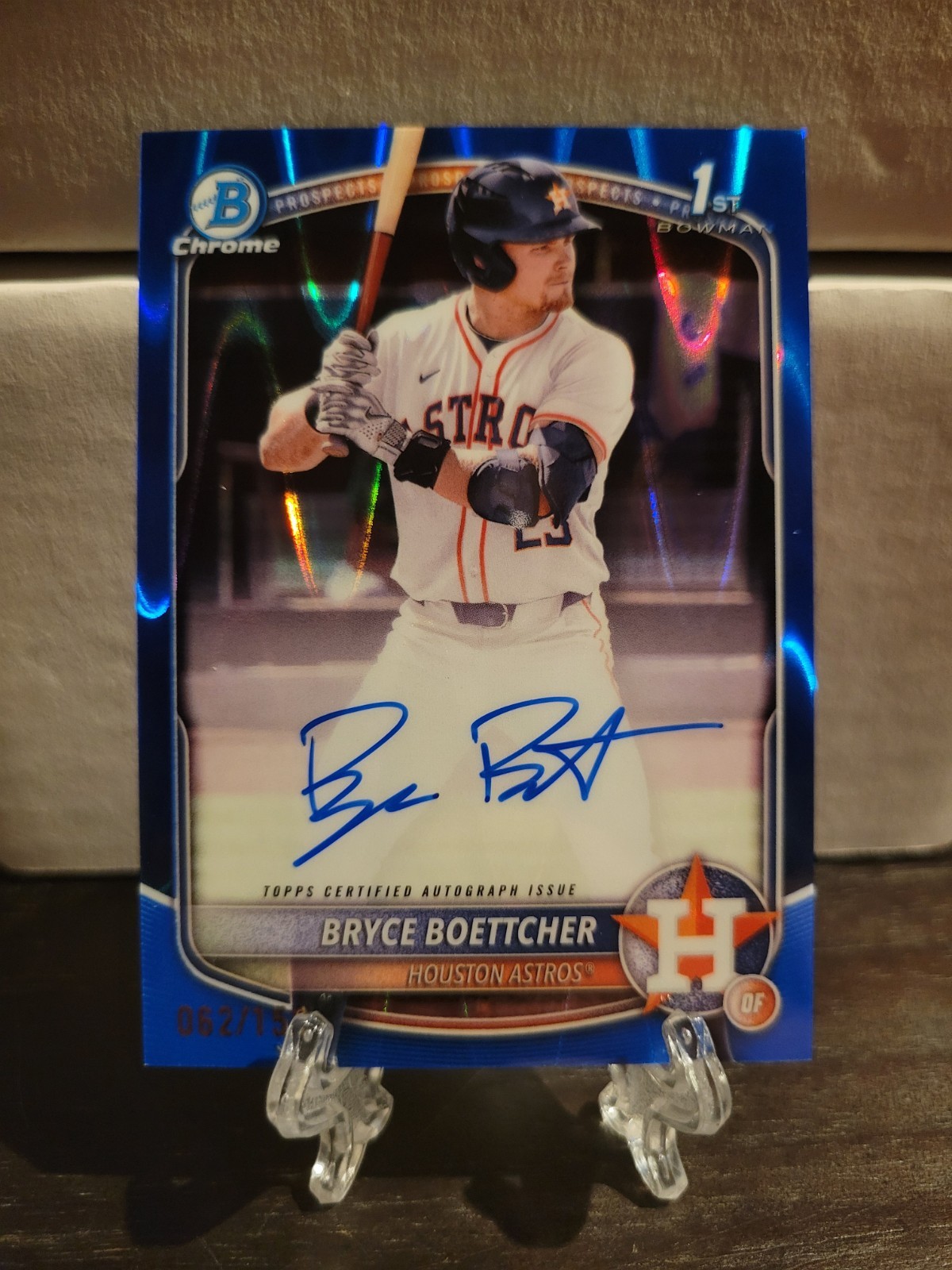 2025 Bowman Chrome Bryce Boettcher 1st Blue Raywave Refractor Auto /150