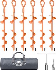 15 Inch Tent Stakes Heavy Duty, 6 Pack Ground Anchors Screw in