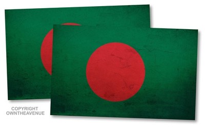 2Pcs Bangladesh Flag Rustic Style Vinyl Sticker Decals 3.5'' Inches Each