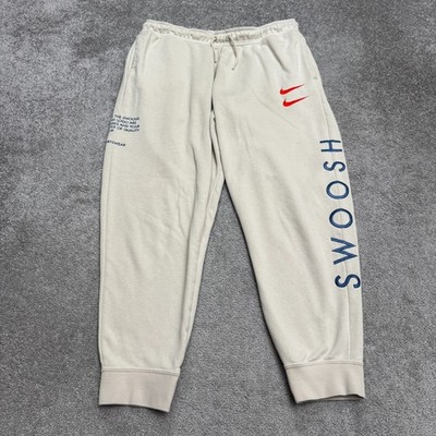Nike Sportswear Swoosh Graphic Jogger Sweatpants Men XL Cream Embroidered Active