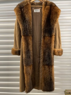 Max Mara Max Mara Atelier Cashmere Coat Fur Trim Jacket Belt Tie