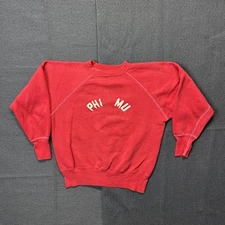 Vintage 1960s Phi Mu Raglan Crewneck Sweatshirt Size Large