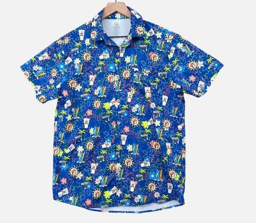 Buc-ees Biber Hawaiihemd mit Knopfleiste blau geblümt Herren Größe XL Bucees Stretch