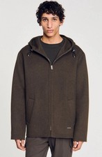 Sandro Mens Hooded Windbreaker Wool Jacket $7...