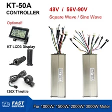 E-bike E-scooter 48V/60V/72V/90V KT 50A Controller +LCD3 Display/Throttle Kit