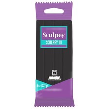Sculpey III Polymer Oven-Bake Clay, Black, Non Toxic, 8 oz. bar, 8 oz, Black