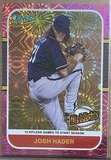Josh Hader 2021 Panini Donruss - Highlights #HI10 Pink Fireworks Holo