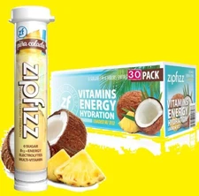 30 Tubes Zipfizz Multi-Vitamin Energy Hydration Drink Mix PINA COLADA FLAVOR