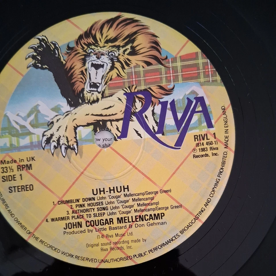 John Cougar Mellencamp Uh-Huh 12" Vinyl LP 1st Press Riva Records RIVL 1 EX/NM Foto 4 de 4