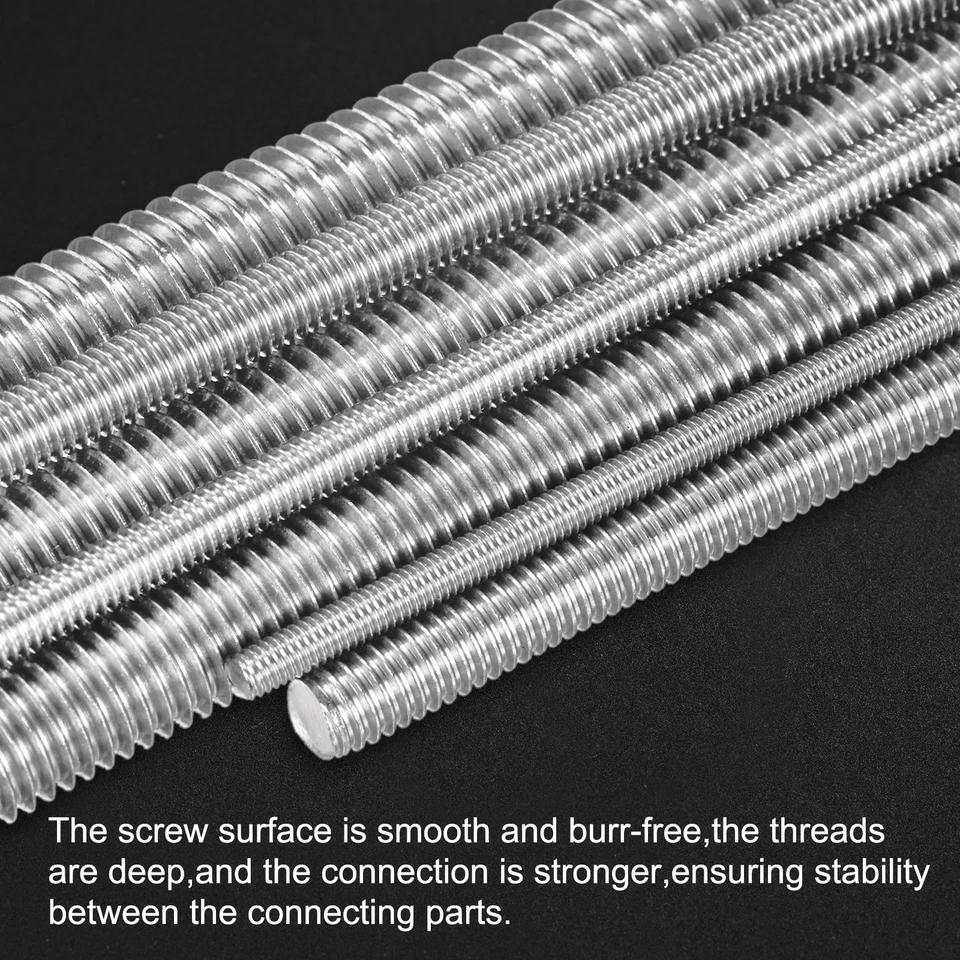 5-Pack Fully Threaded Rod, M6x300mm 304 Stainless Steel Right Hand Bar Studs Foto 4 de 4