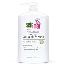 Sebamed Liquid Olive Face and Body Wash Pump Pot 1L, For Sensitive Skin, Unisex