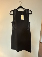 Michael Michael Kors Studded Tulle Inset Bodycon Dress Black Size 8
