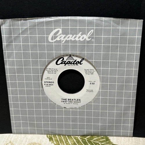 Plays NM • Beatles Twist And Shout/Same Capitol P-B-5624 1986 White Lbl 45 PROMO