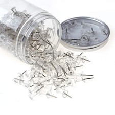 200 PCS Standard Clear Thumb Tacks Steel Sharp Point and Clear Plastic Head Push