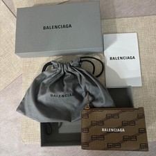 BALENCIAGA WALLET Men Monogram Coates Canvas New Light Braun with Tigs Box ,