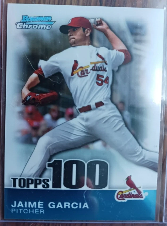 JAIME GARCIA/JAKE ARRIETA/MIKE MOUSTAKAS - 2010 Bowman Chrome Topps 100 Foto 2 de 4