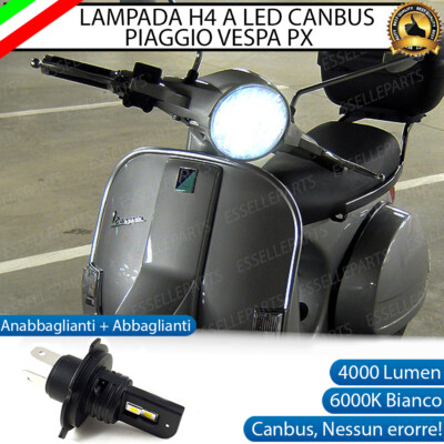 LAMPADA LED H4 CANBUS 4000 LM PER PIAGGIO VESPA PX 125 150 BIANCO