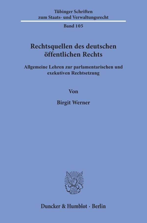 Thumbnail - Rechtsquellen Des Deutschen Öffentlichen Rechts. | Birgit Werner |