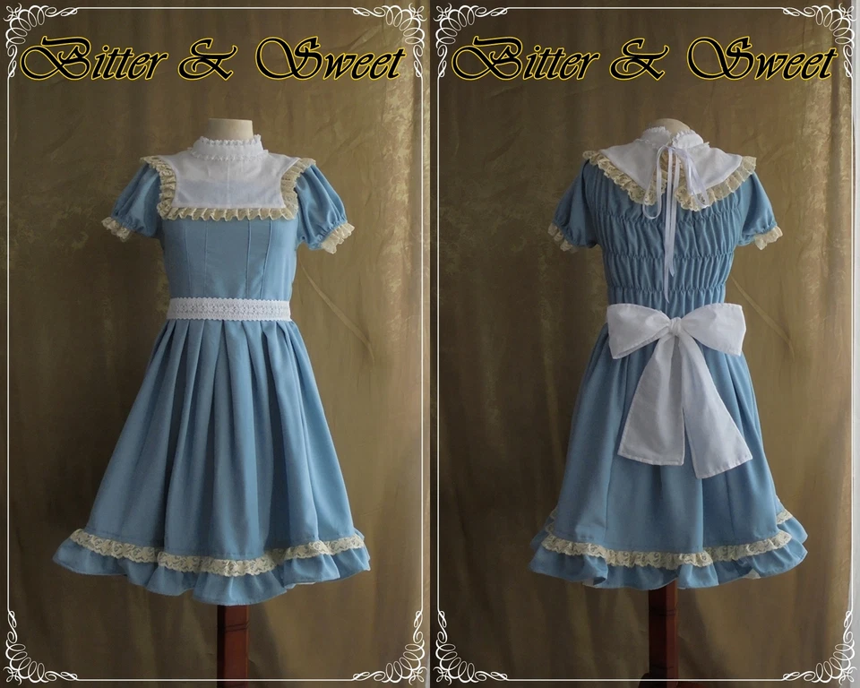 Disfraz de Alicia en el País de las Maravillas-Lolita-Cosplay-Halloween-Vestido de fantasía-Delantal-Delantal Foto 2 de 3