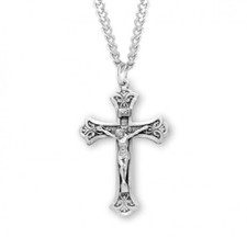 Fine Flared Sterling Silver 1.4" Crucifix  20" Chain S1825 20